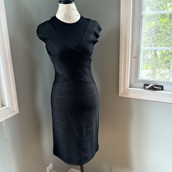 Christian Dior cross top bodycon bandage dress black EUC size Small - Picture 2 of 12